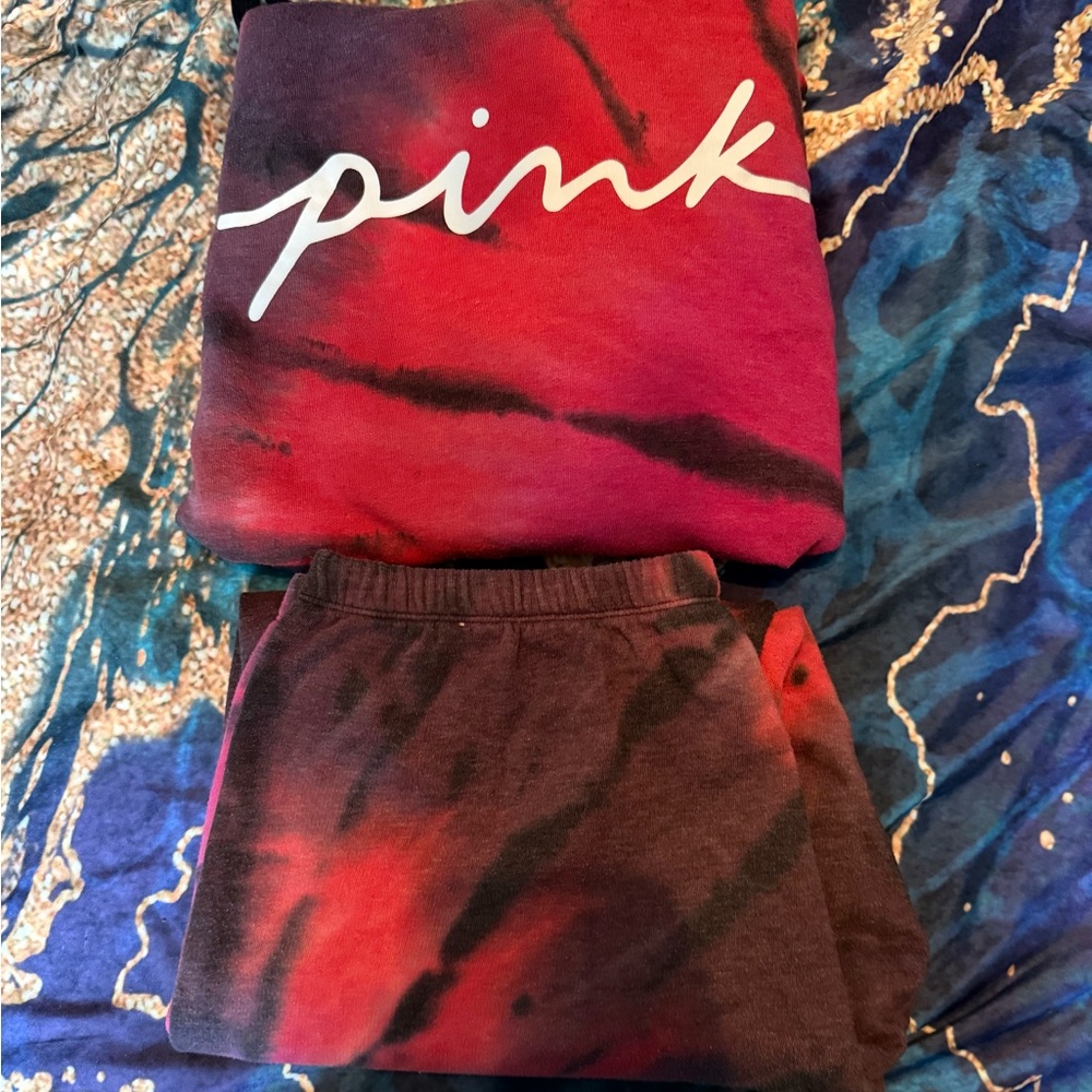 Pink Tie-Dye Sweatshirt and Pants Set